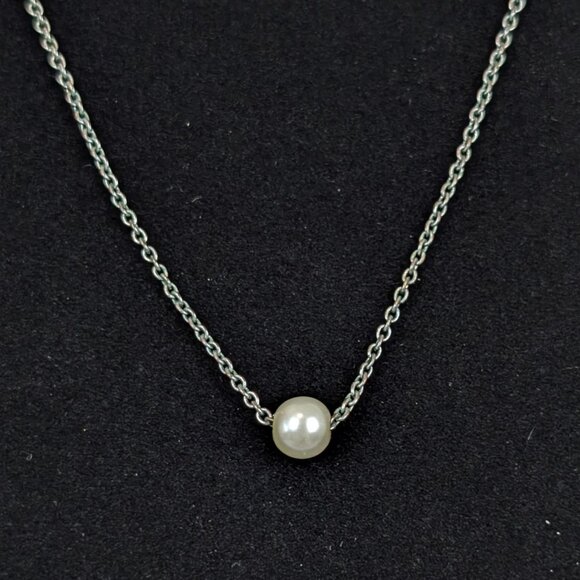 (2/$20) Dainty Faux Pearl Bead Pendant Necklace - Picture 1 of 5